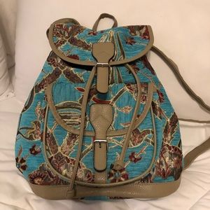 Leather and kilim backpack